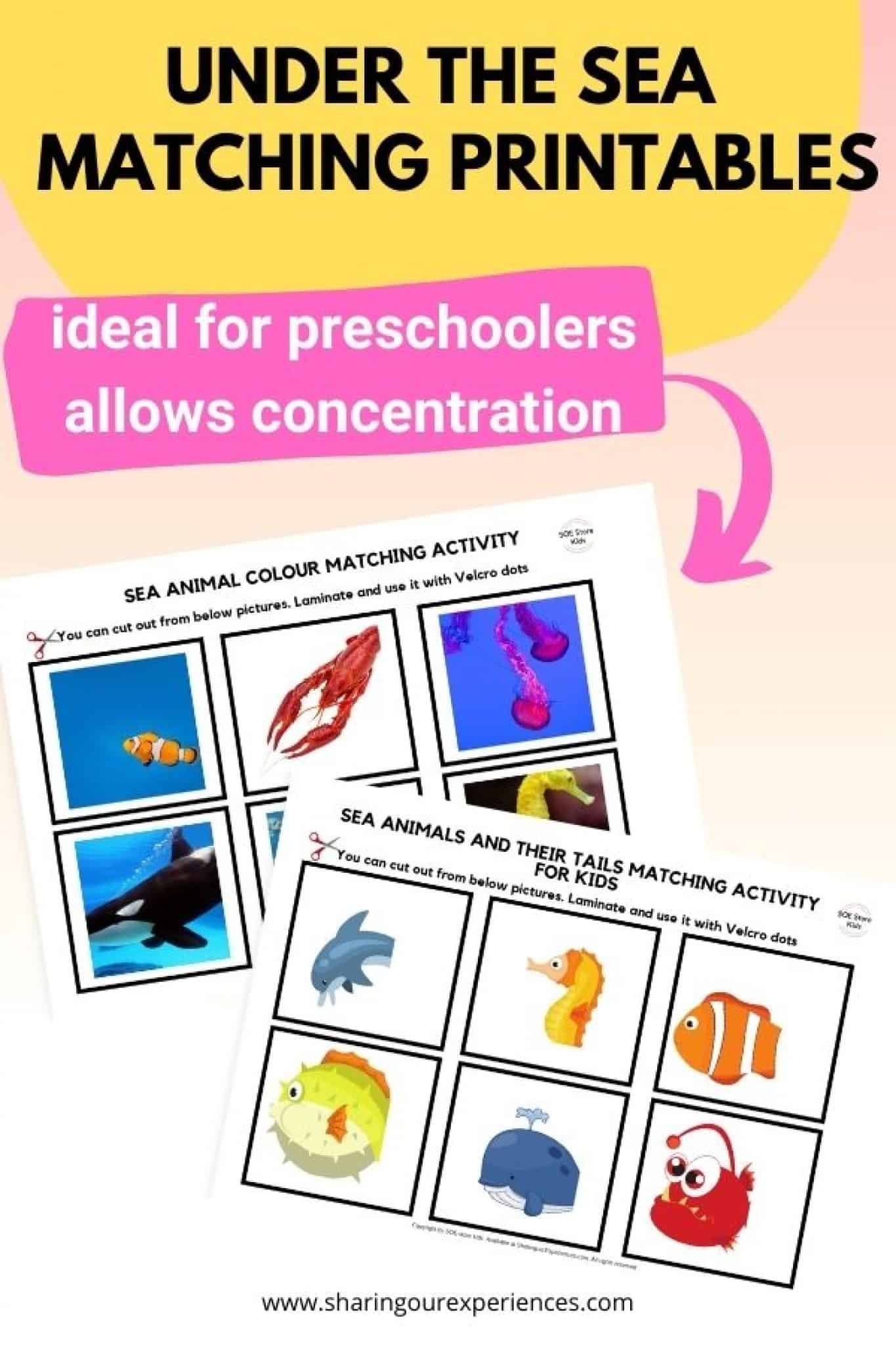 Under the Sea printable bundle for Preschoolers - Sharing Our Experiences