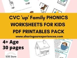 CVC up word family printable Phonics worksheets for kids