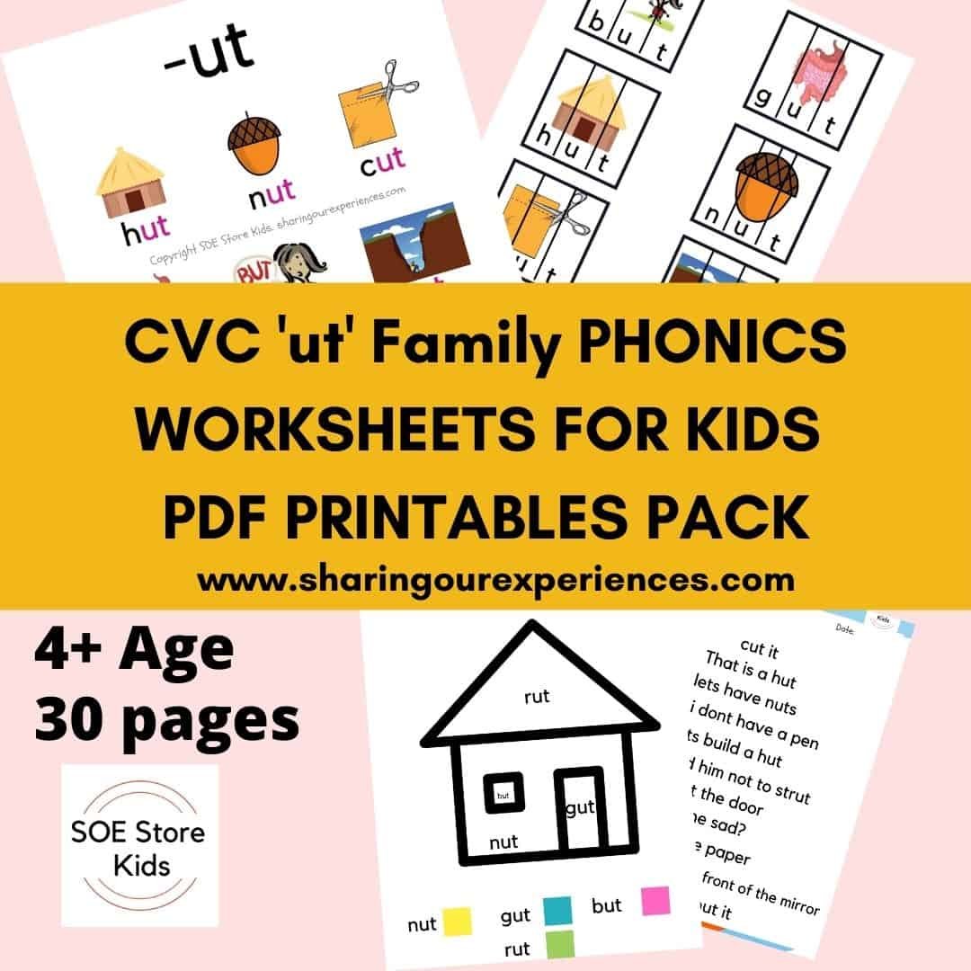 CVC ut Word Family Worksheets For Kids cvc-ut-word-family-worksheets-for-kids