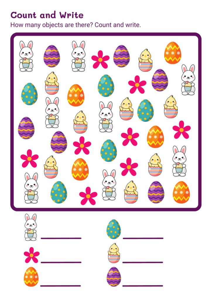 Counting Bunnies Free Easter Math Worksheet for Kids!