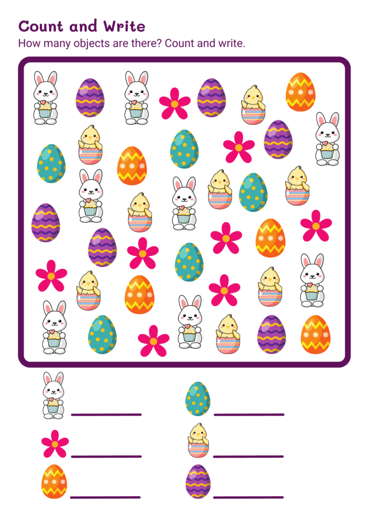 Free Printable Easter Counting Worksheet for kids