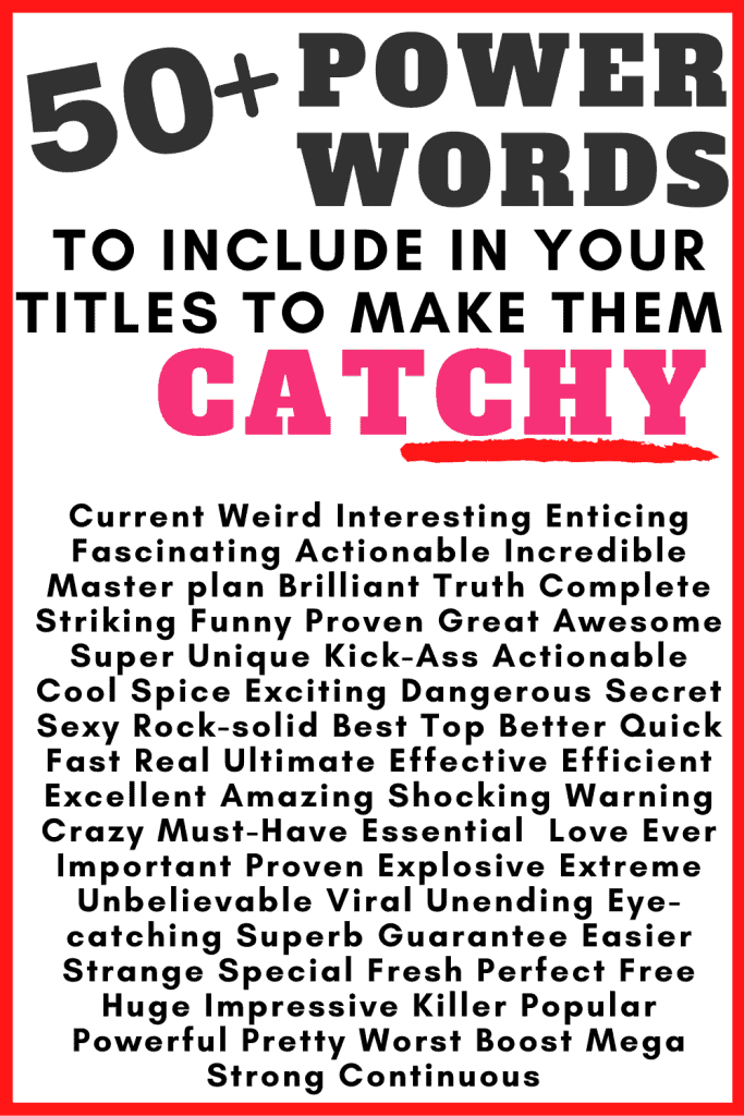 Power words list for catchy titles