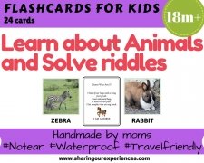 Animals and Riddles Flashcards for kids | #Travelfriendly #Handmade by #moms #Flashcards #Riddles #Learnanimals