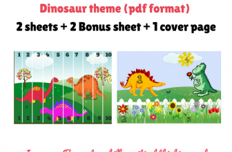 Number Sequencing worksheets Dinosaur Theme pdf printables downloadable (2 sheets + 2 Puzzle + 1 cover page)