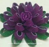 Green and Purple Folded Glittery Foam Sheet Flowers
