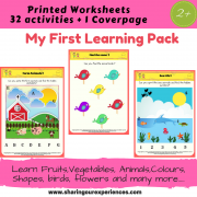 My First Learning pack ( Multiple Activities Set ) Worksheets for kids 2-3 yrs and above – My First Learning Pack (Cover page + 32 activities) # Printables # Worksheets