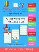 SOE store Kids Numbers (1-20) writing activity book for kids.Counting activity + 36 pages of writing and review sheets ( Preschool Worksheets for kids (3-5 years Nursery toddlers preschool prenursery)