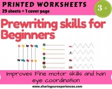 Pre writing Worksheets Printables – Beginners Level (Cover page + 29 worksheets)